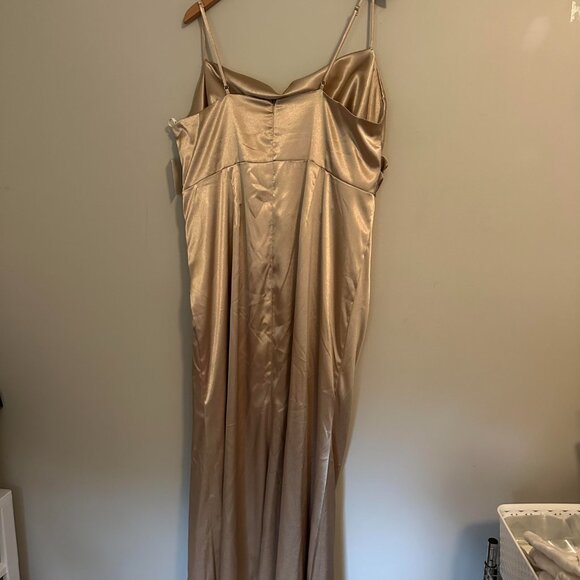 Birdy Grey Lydia Maxi Dress Shiny Gold Cowl Neck Mermaid Skirt Gown - NWT - 2X - Picture 9 of 9